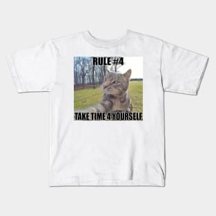 Rule #4 Take Time 4 Urself | Cat Shirt | Cat Meme | Positivity | Unisex Kids T-Shirt